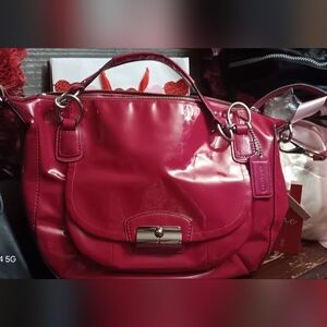 Coach Kristen Patent Leather Oversized Hobo Bag With Detachable Crossbody Strap